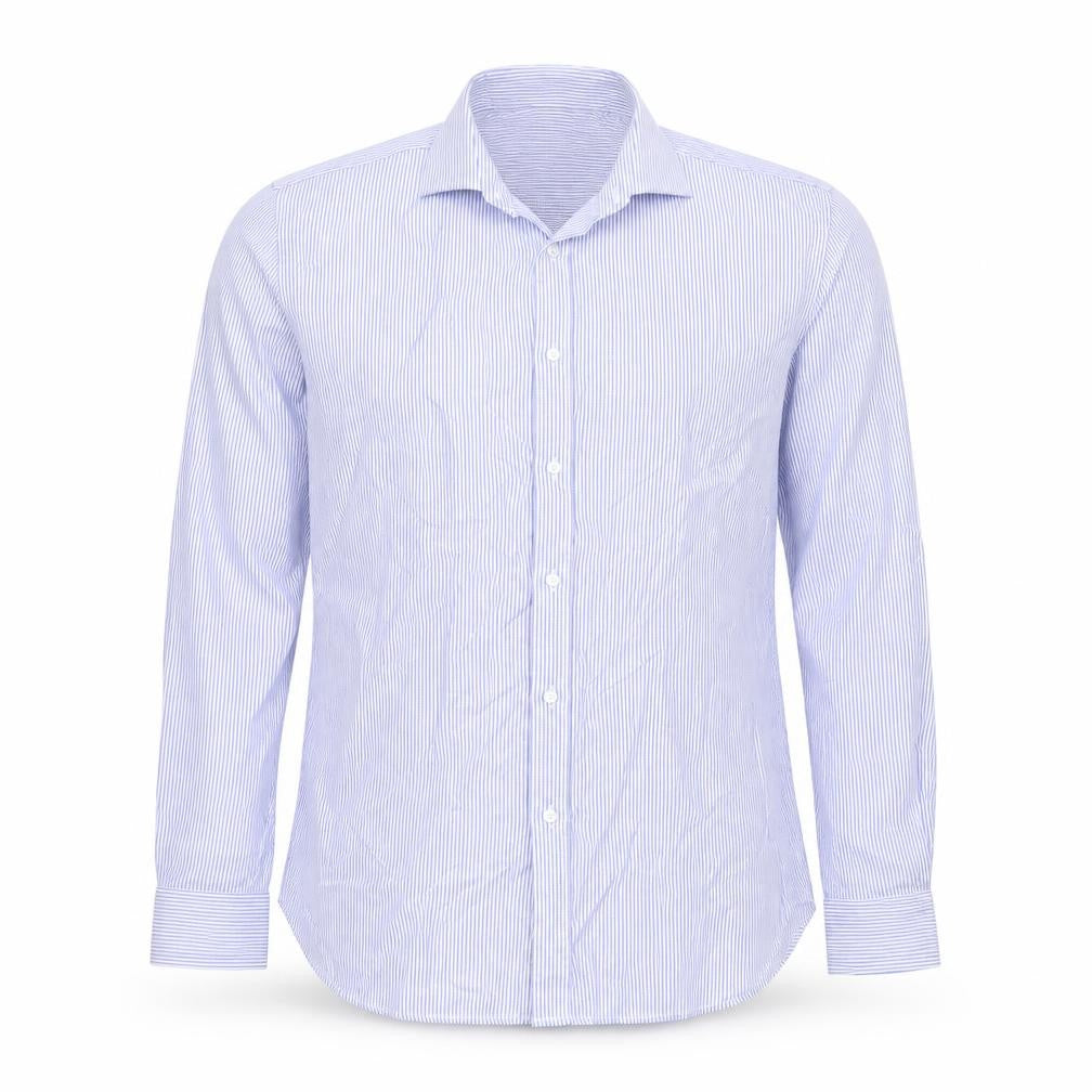 Moss 1851 Men's Blue Slim Fit Long Sleeve Striped Dress Shirt 16in