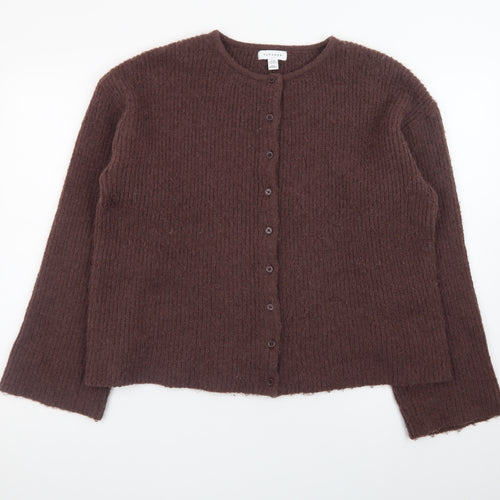 Topshop Women’s Brown Knit Long Sleeve Cardigan Size M