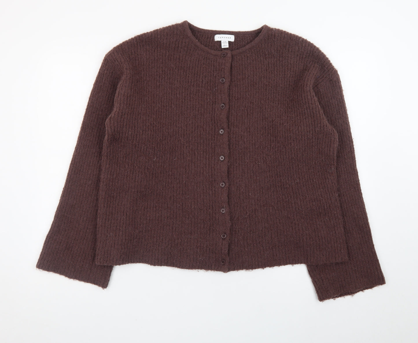 Topshop Women’s Brown Knit Long Sleeve Cardigan Size M