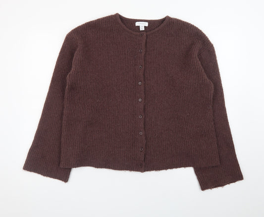 Topshop Women’s Brown Knit Long Sleeve Cardigan Size M