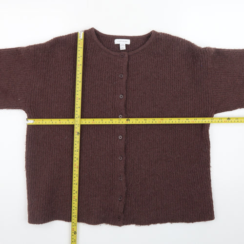 Topshop Women’s Brown Knit Long Sleeve Cardigan Size M