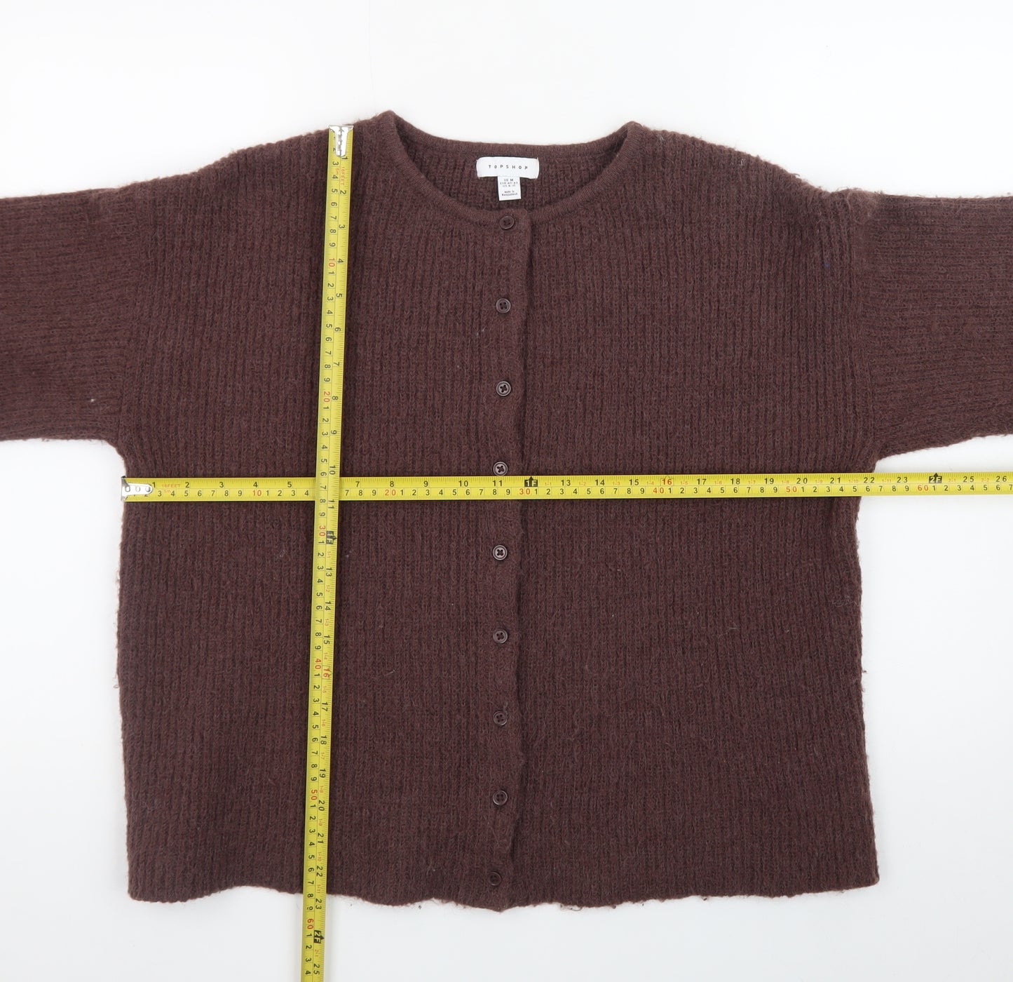 Topshop Women’s Brown Knit Long Sleeve Cardigan Size M