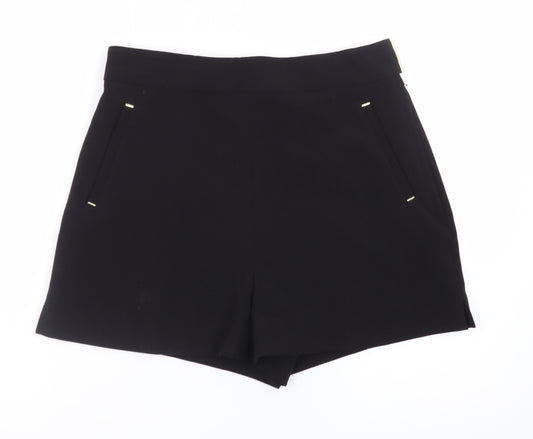 H&M Women's Black Chino Shorts Size 12 Stretch High Waist