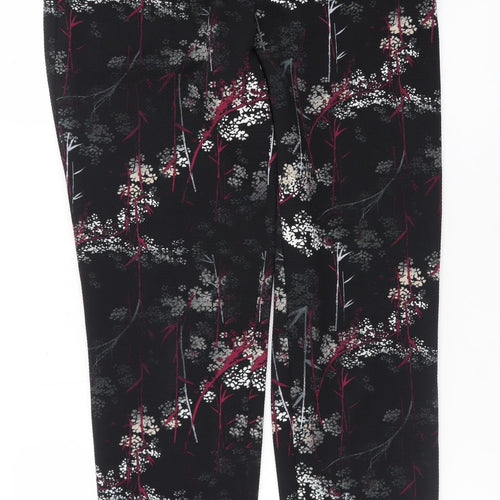 Next Women’s Black Floral Slim Trousers UK 10 Polyester Stretch