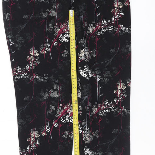 Next Women’s Black Floral Slim Trousers UK 10 Polyester Stretch