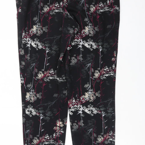 Next Women’s Black Floral Slim Trousers UK 10 Polyester Stretch
