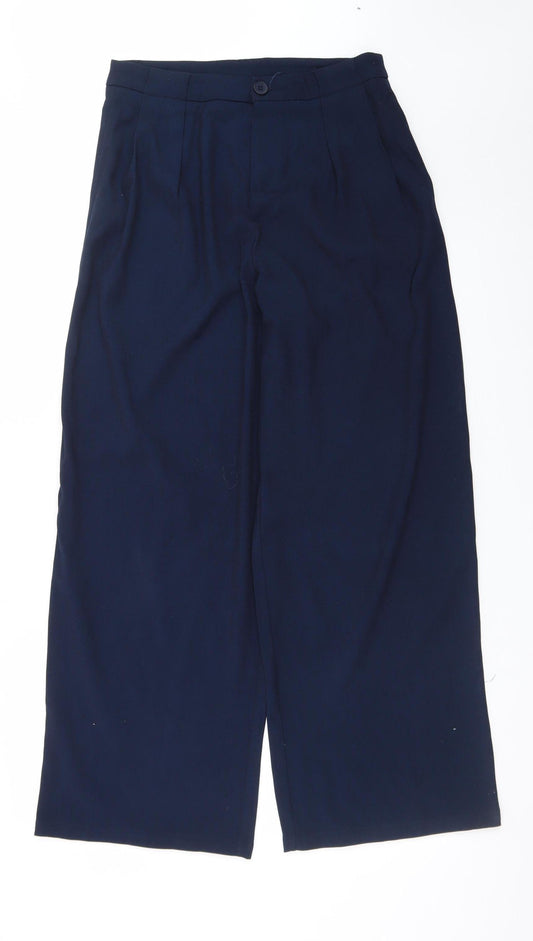 Cider Women’s Blue Wide-Leg Trousers Size M High Rise Business Casual