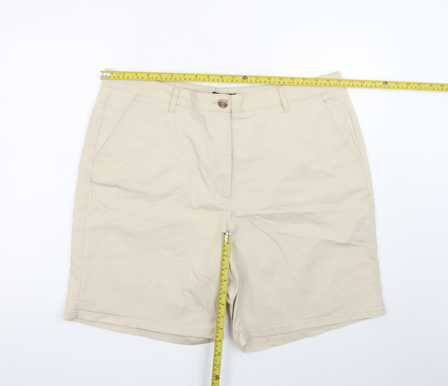 Dunnes Stores Men Beige Chino Shorts Size 34 Regular Cotton Blend