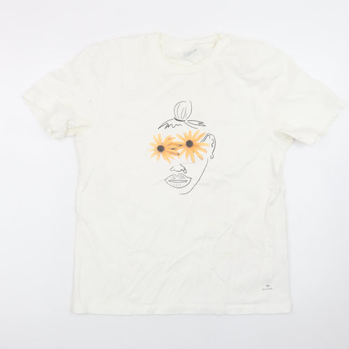 Paul Smith Women Ivory Art Floral Print T-Shirt Size S