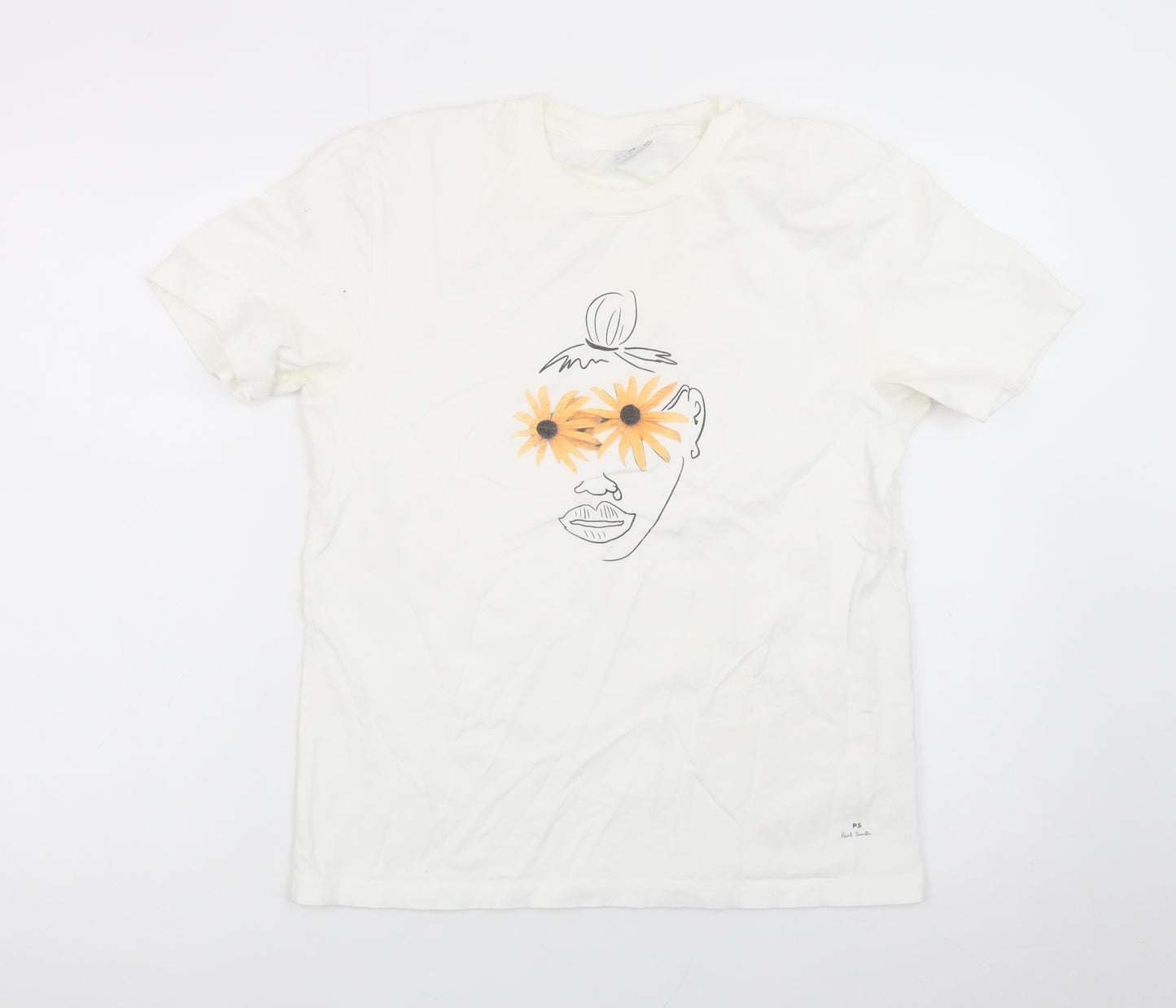 Paul Smith Women Ivory Art Floral Print T-Shirt Size S