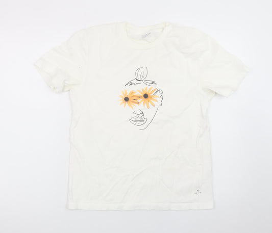 Paul Smith Women Ivory Art Floral Print T-Shirt Size S