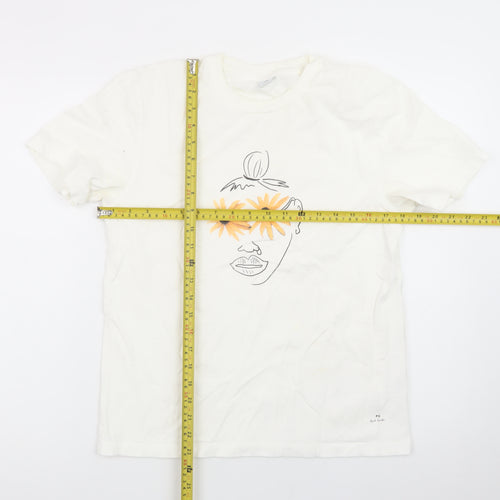 Paul Smith Women Ivory Art Floral Print T-Shirt Size S