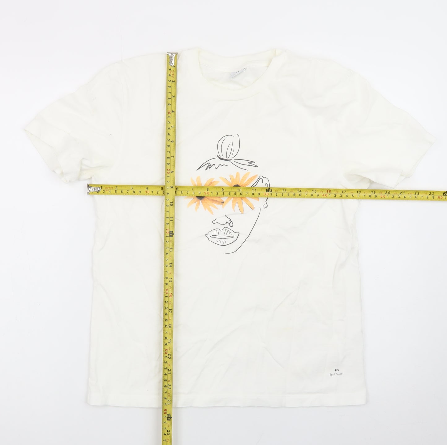 Paul Smith Women Ivory Art Floral Print T-Shirt Size S