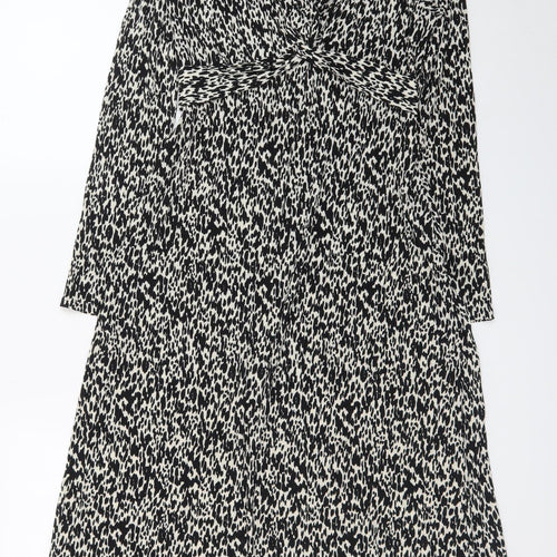 F&F Women's Black Animal Print A-Line Knee Length Dress Size 10