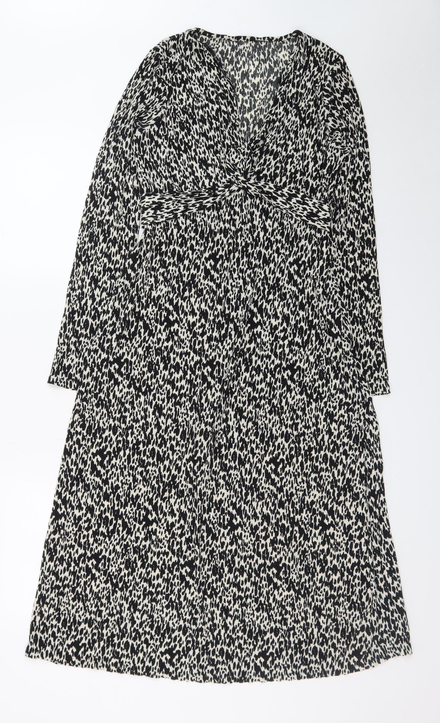 F&F Women's Black Animal Print A-Line Knee Length Dress Size 10