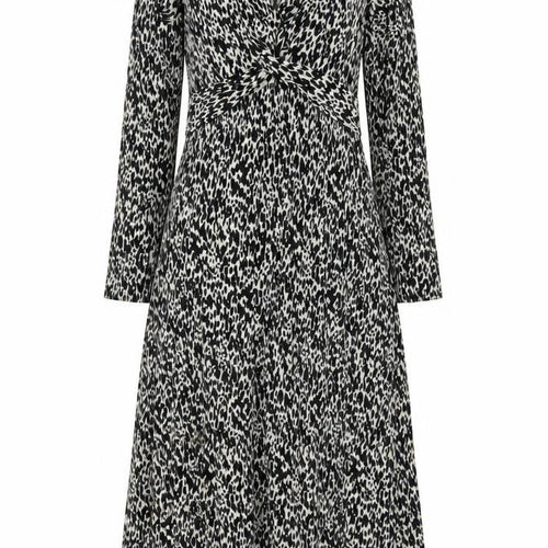 F&F Women's Black Animal Print A-Line Knee Length Dress Size 10