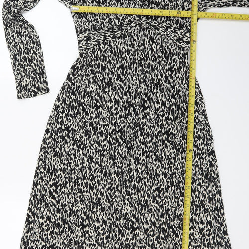 F&F Women's Black Animal Print A-Line Knee Length Dress Size 10
