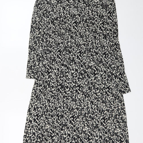F&F Women's Black Animal Print A-Line Knee Length Dress Size 10