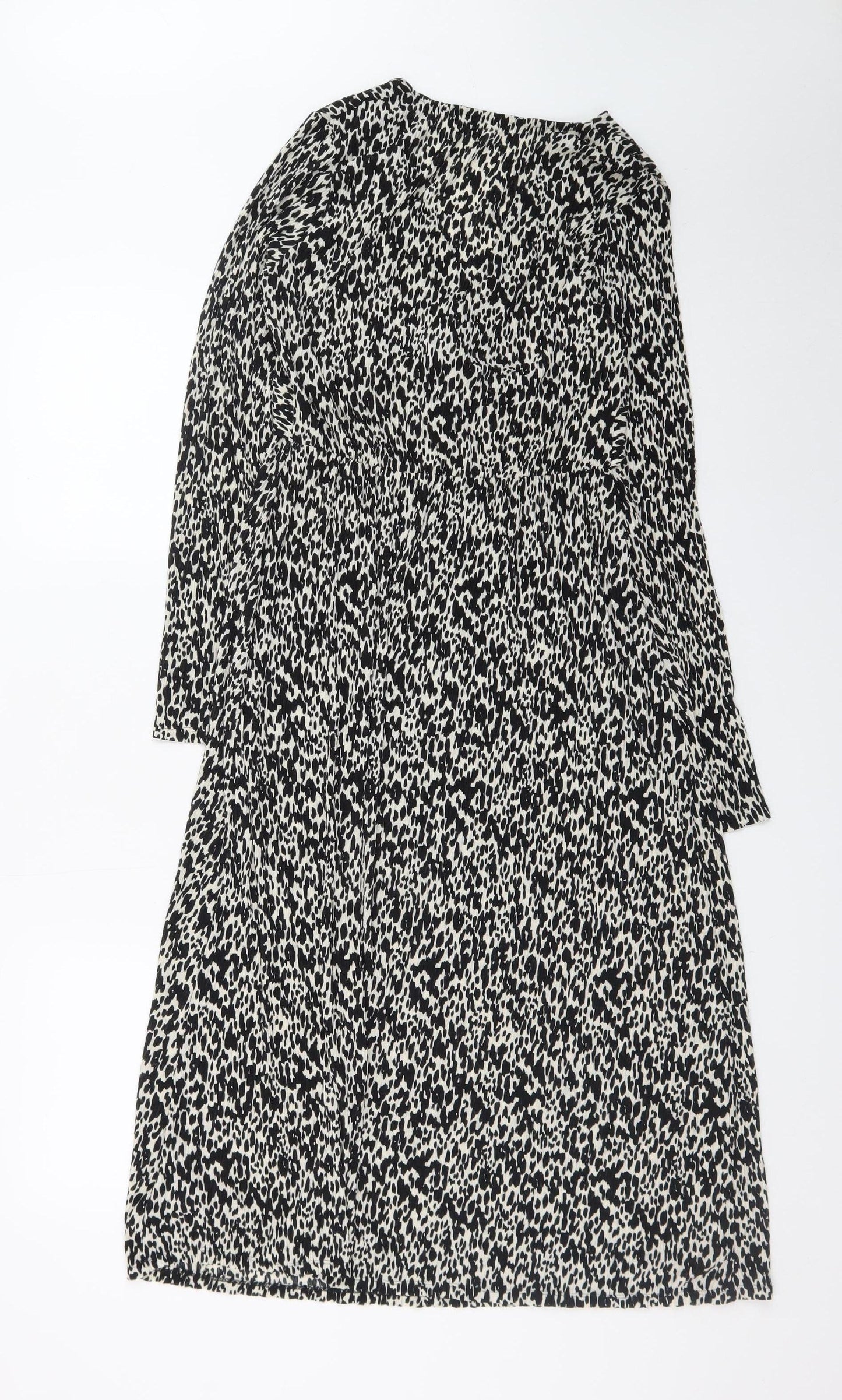 F&F Women's Black Animal Print A-Line Knee Length Dress Size 10