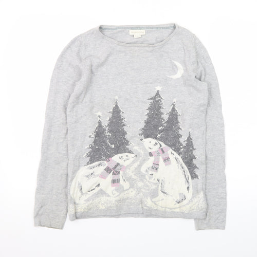 Monsoon Women's Grey Christmas Polar Bear Jumper Size 10