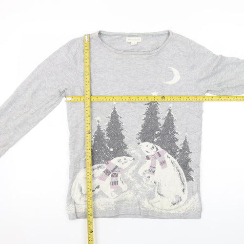 Monsoon Women's Grey Christmas Polar Bear Jumper Size 10