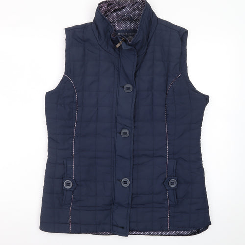 Jessica Graaf Women's Blue Quilted Sleeveless Waistcoat Size S
