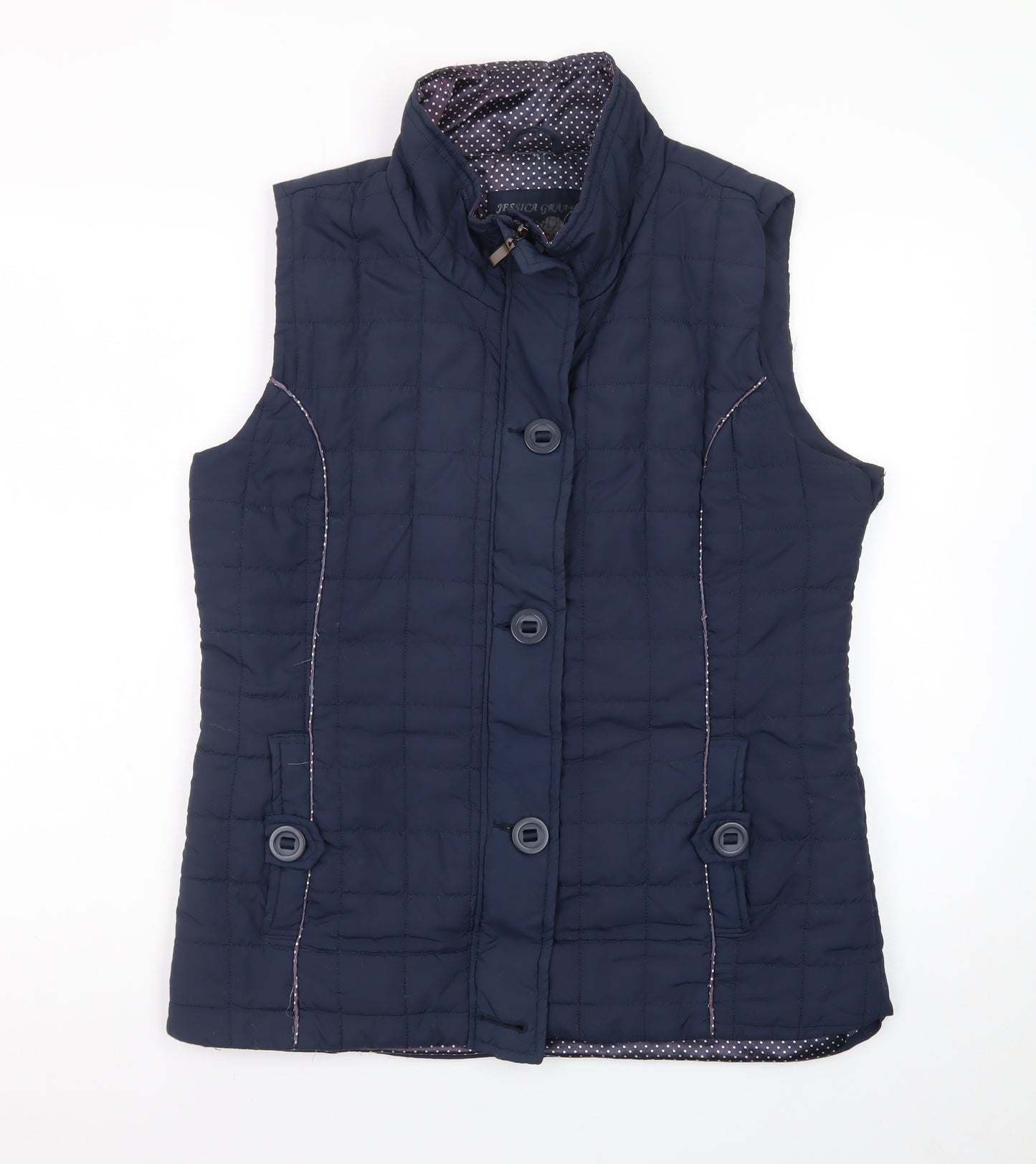 Jessica Graaf Women's Blue Quilted Sleeveless Waistcoat Size S