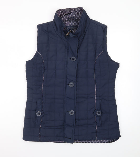 Jessica Graaf Women's Blue Quilted Sleeveless Waistcoat Size S