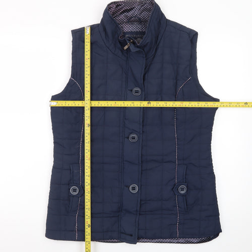 Jessica Graaf Women's Blue Quilted Sleeveless Waistcoat Size S