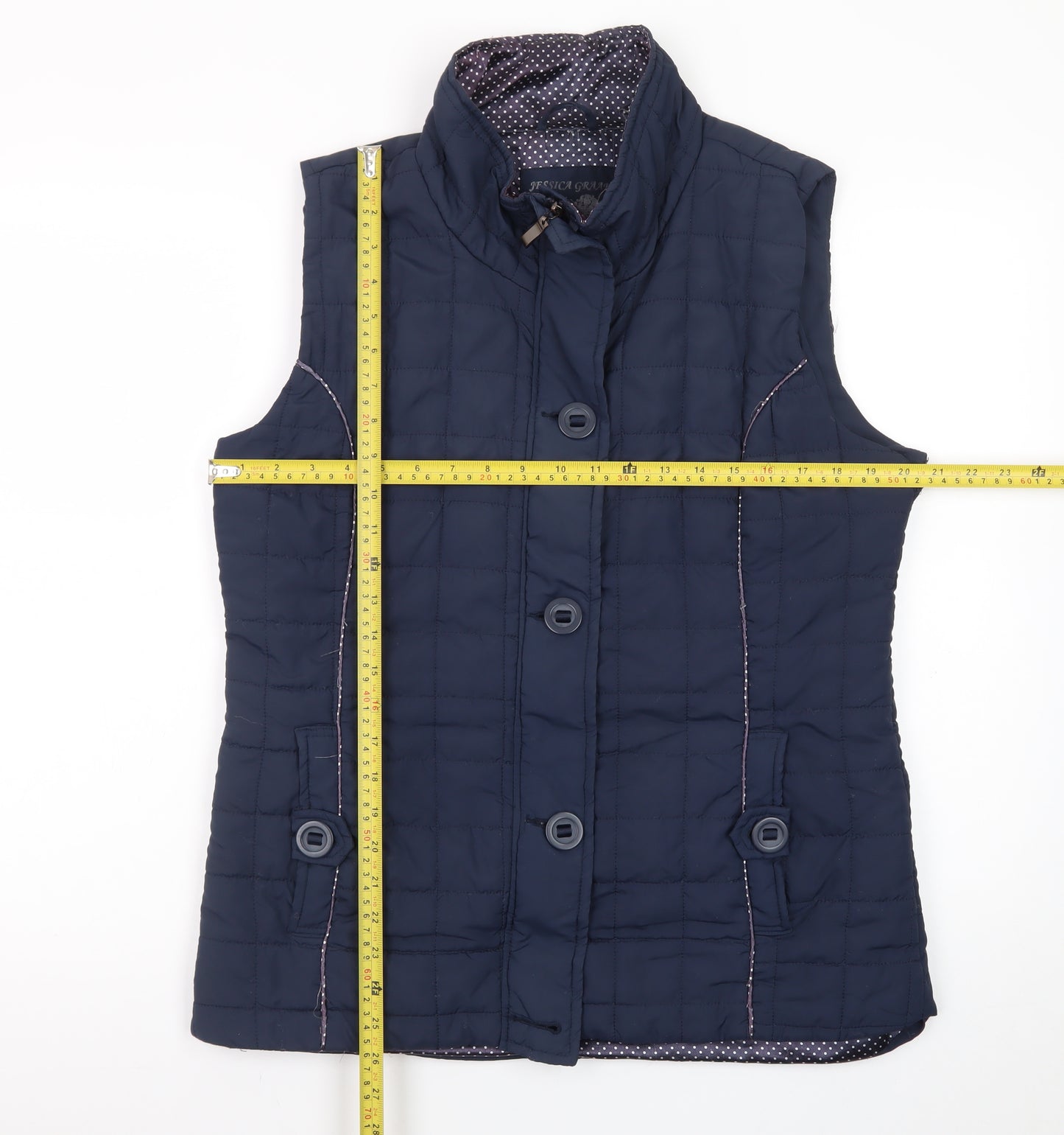 Jessica Graaf Women's Blue Quilted Sleeveless Waistcoat Size S