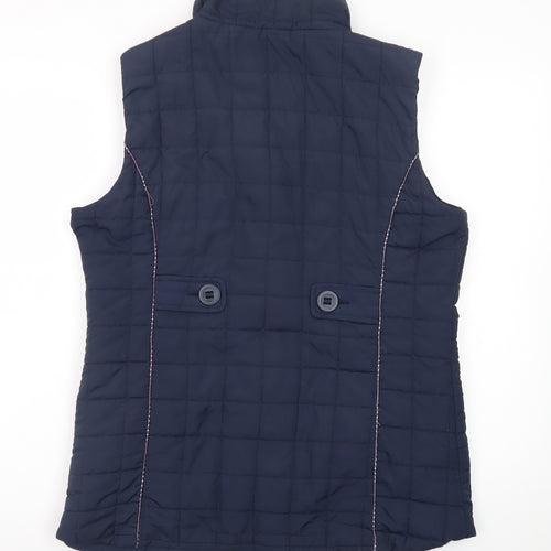 Jessica Graaf Women's Blue Quilted Sleeveless Waistcoat Size S