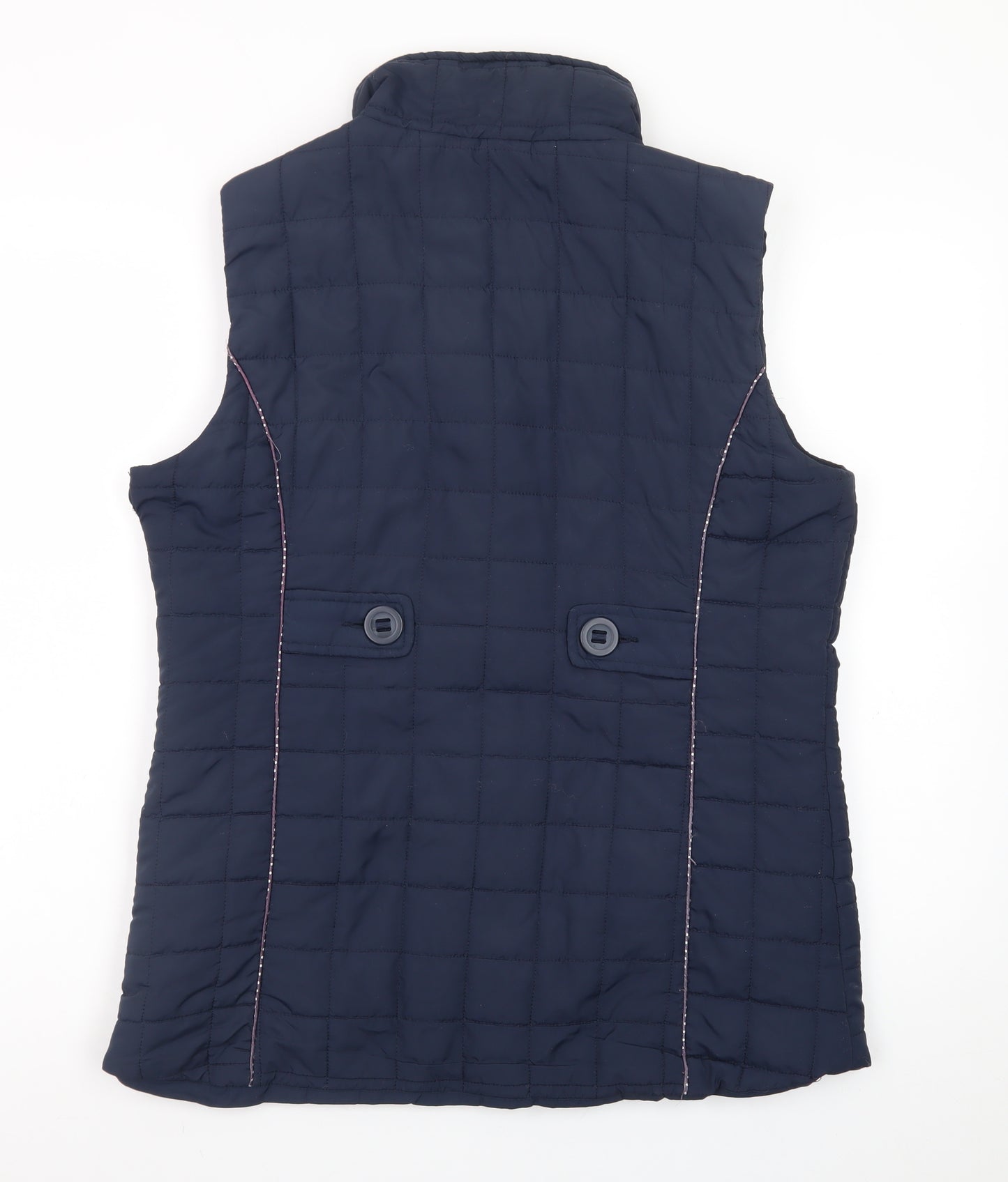 Jessica Graaf Women's Blue Quilted Sleeveless Waistcoat Size S