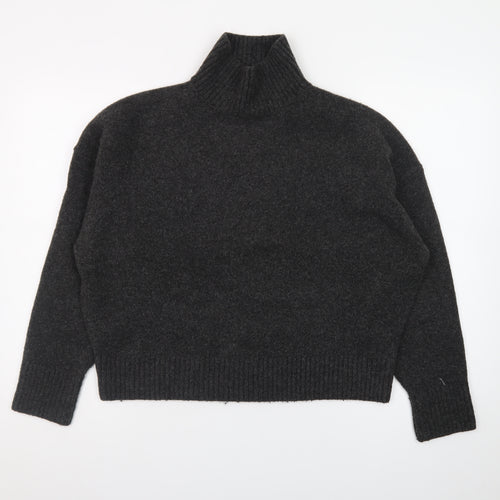 Zara Women Grey Wool Blend Roll Neck Jumper Size 12