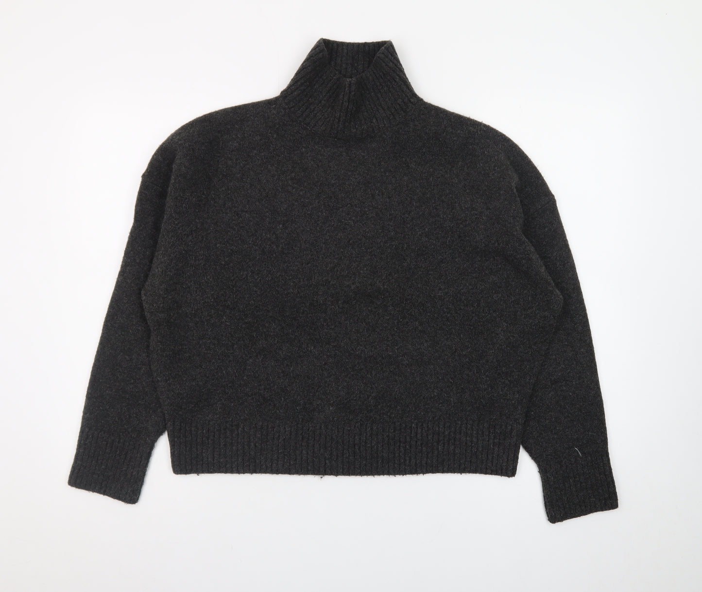 Zara Women Grey Wool Blend Roll Neck Jumper Size 12