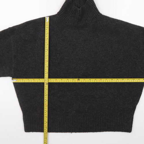 Zara Women Grey Wool Blend Roll Neck Jumper Size 12
