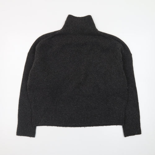 Zara Women Grey Wool Blend Roll Neck Jumper Size 12