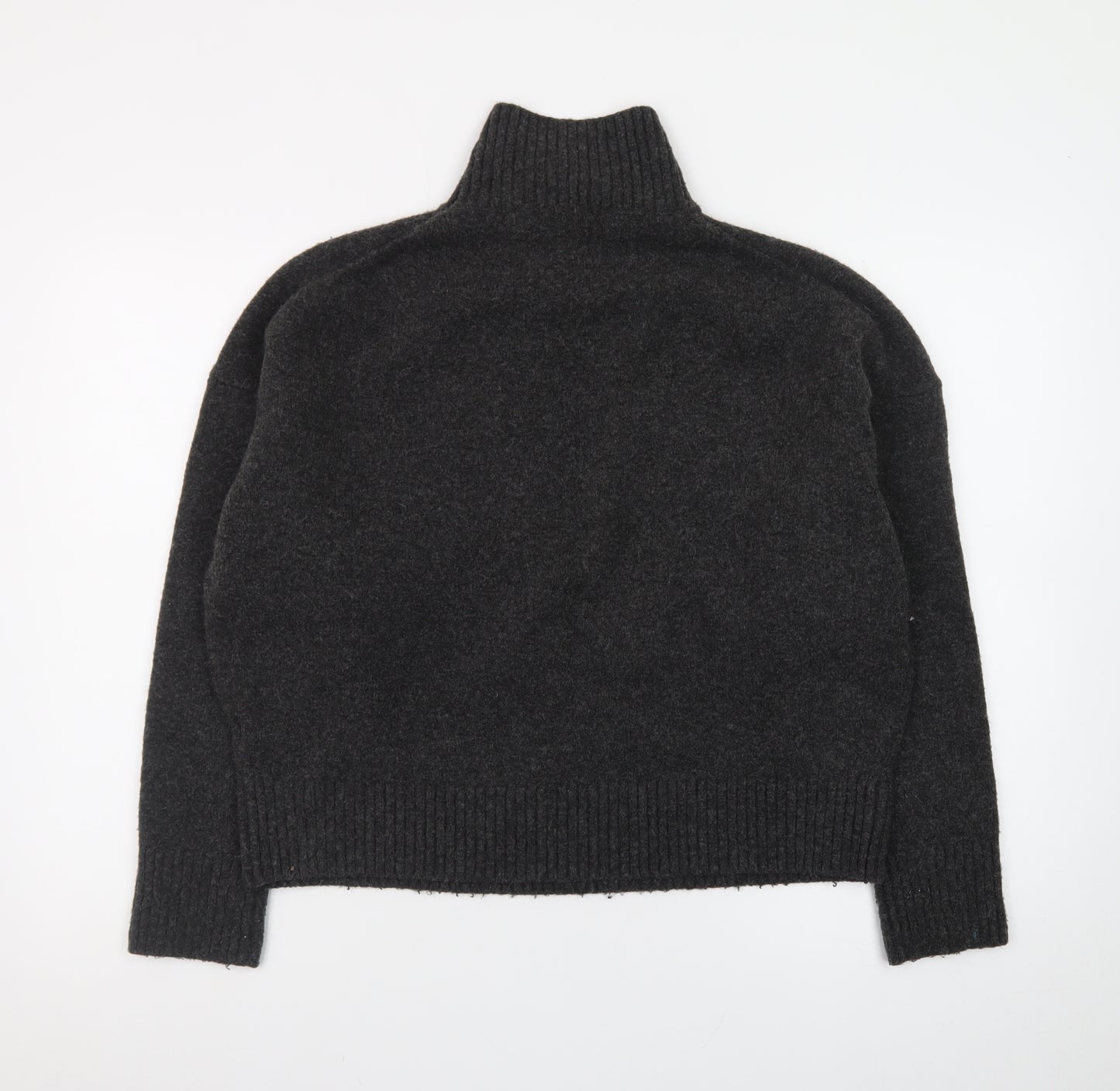 Zara Women Grey Wool Blend Roll Neck Jumper Size 12