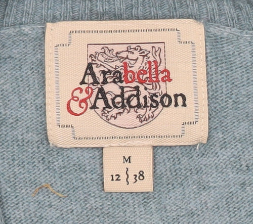 Arabella & Addison Womens Blue Striped Sleeve Crew Neck Jumper Size 12
