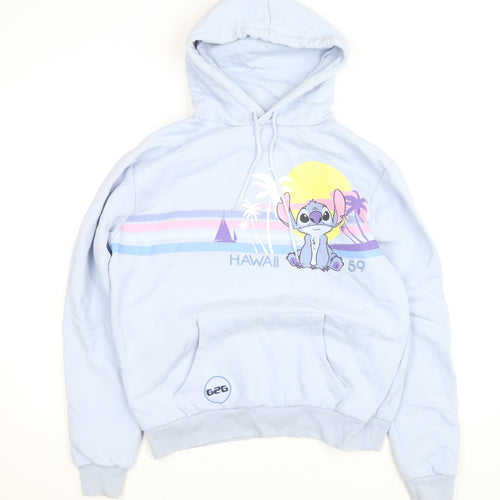 Disney Girls Blue Stitch Hawaii Pullover Hoodie M Regular Fit Fleece