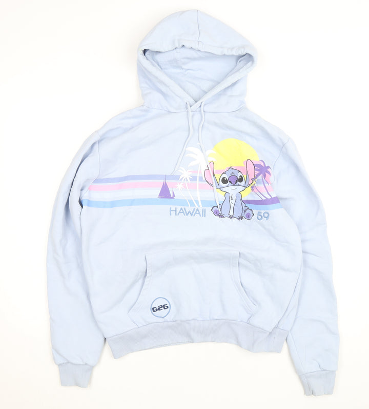 Disney Girls Blue Stitch Hawaii Pullover Hoodie M Regular Fit Fleece