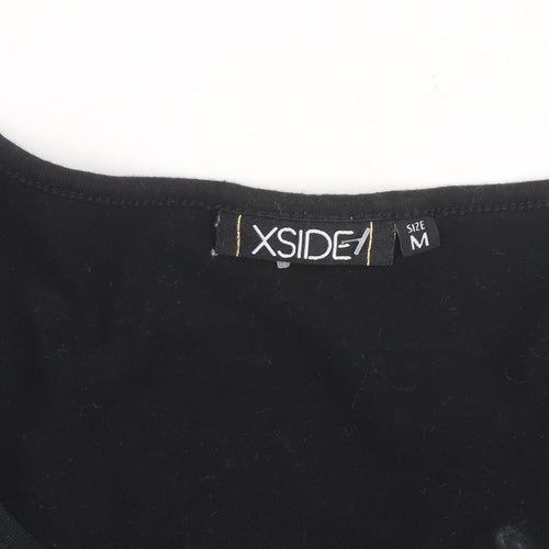 XSIDE Women's Black Sequin Stripe Long Sleeve T-Shirt Size M