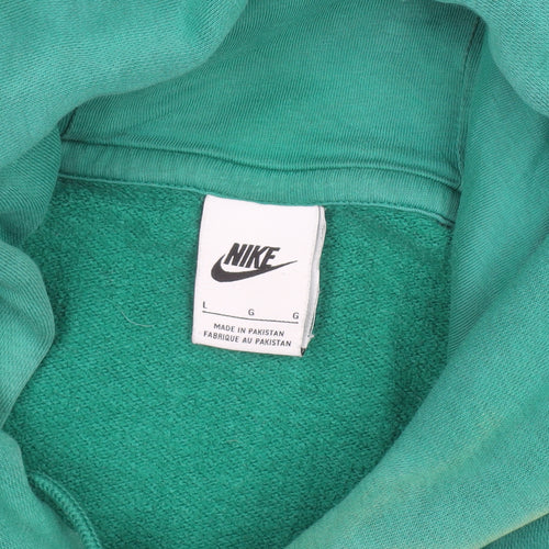 Nike Men's Green Pullover Hoodie L Regular Fit Fleece Sweatshirt