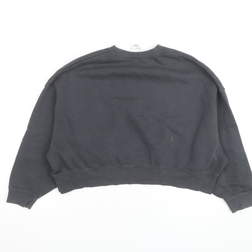 Nike Womens Grey Pink Logo Crew Neck Pullover Sweatshirt M