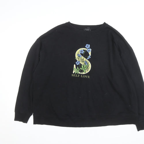 New Look Curves Black Self Love Graphic Pullover Sweatshirt UK 20