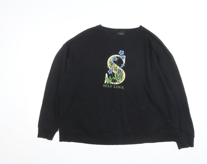 New Look Curves Black Self Love Graphic Pullover Sweatshirt UK 20