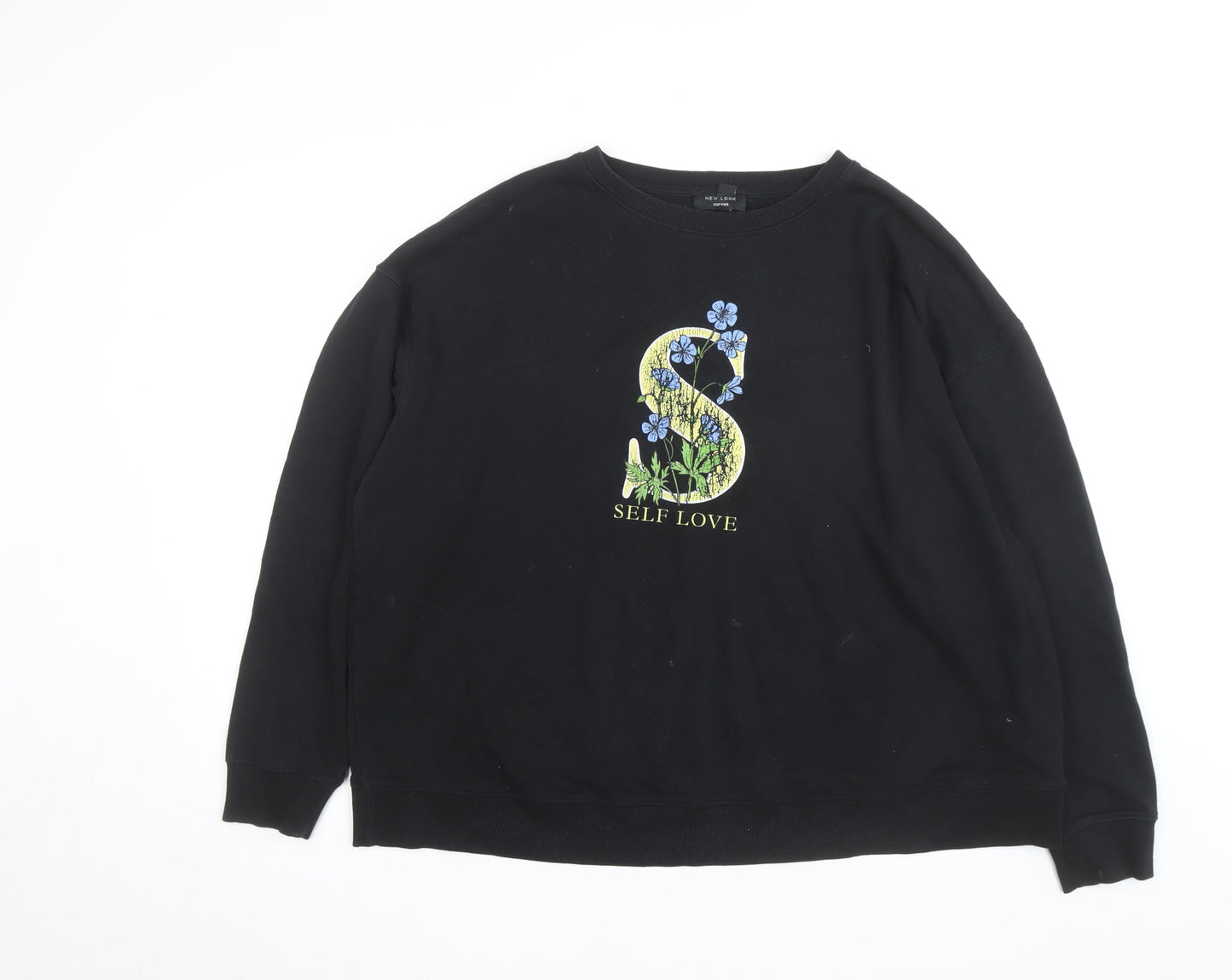New Look Curves Black Self Love Graphic Pullover Sweatshirt UK 20