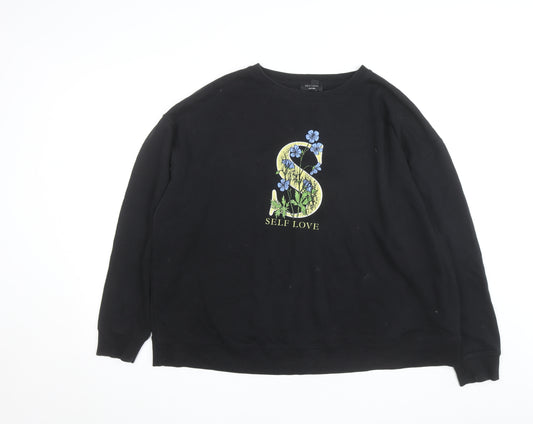 New Look Curves Black Self Love Graphic Pullover Sweatshirt UK 20