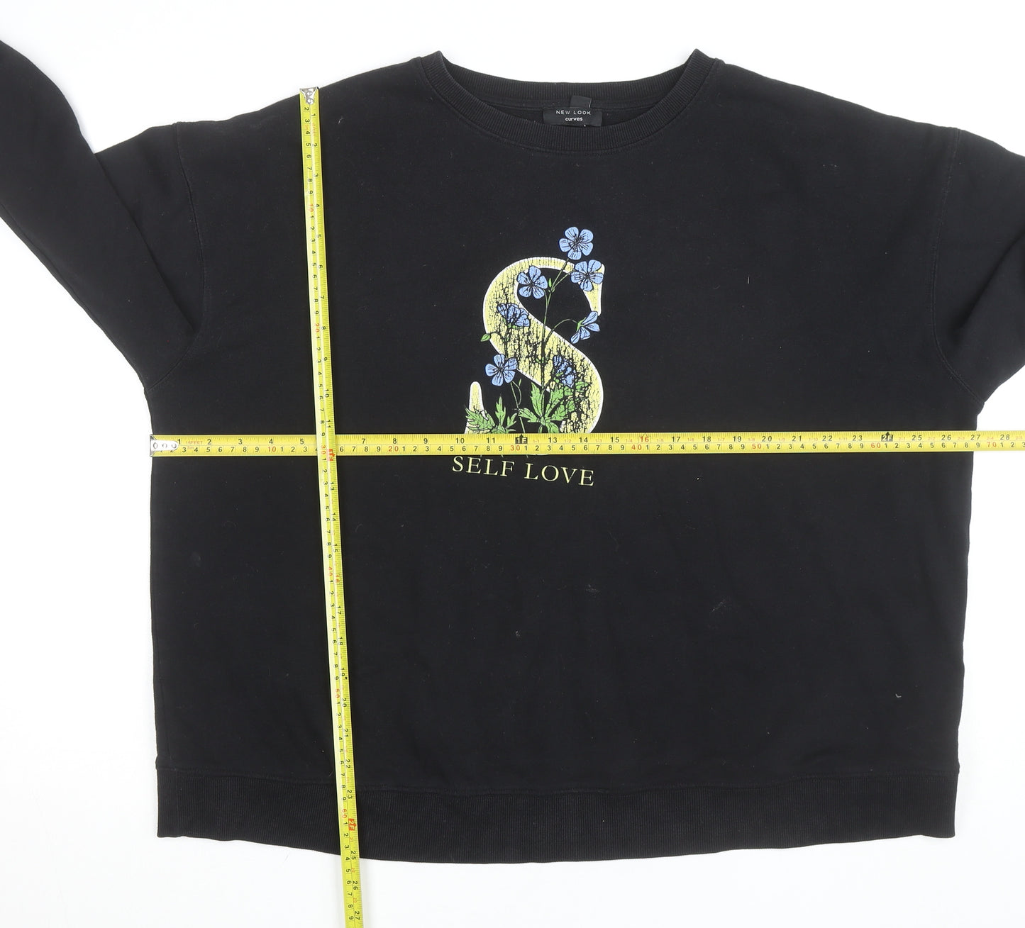 New Look Curves Black Self Love Graphic Pullover Sweatshirt UK 20