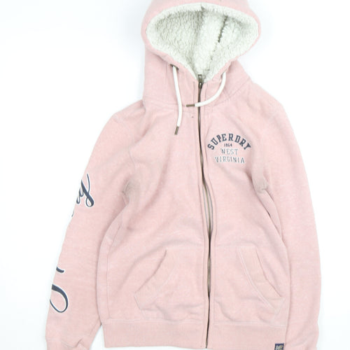 Superdry Girls Pink Full Zip Fleece Lined Hoodie Size 10 Years
