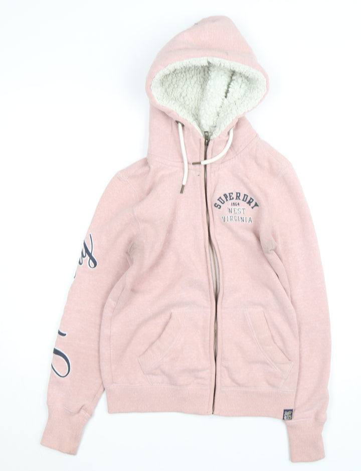 Superdry Girls Pink Full Zip Fleece Lined Hoodie Size 10 Years